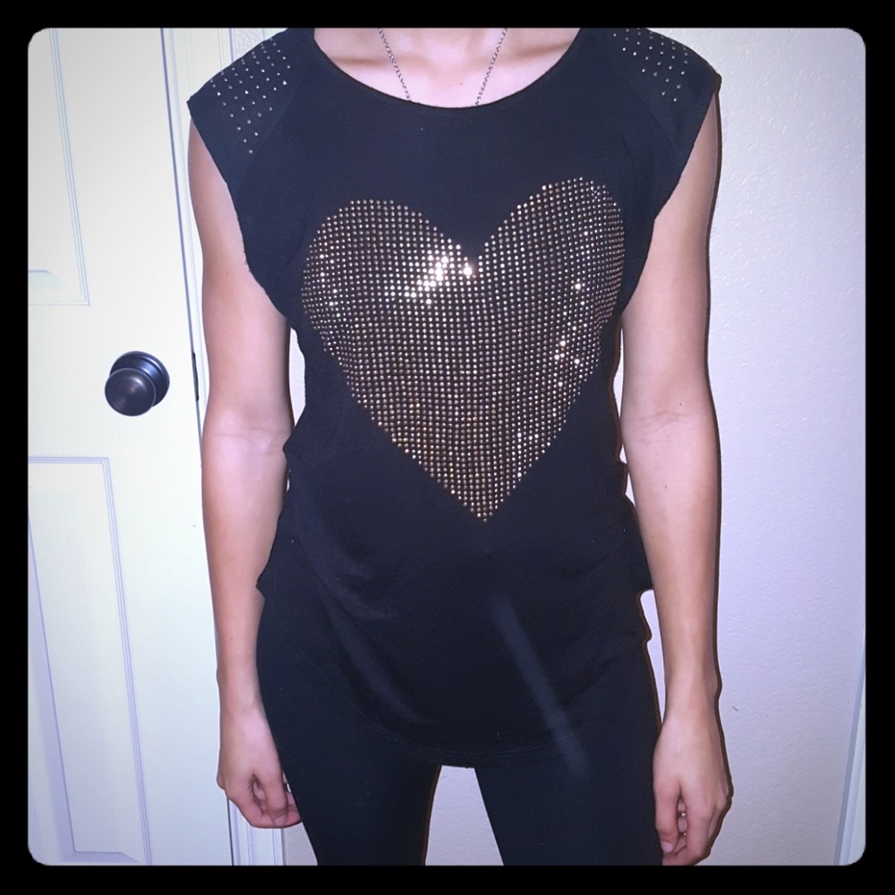 Gold bling heart shirt